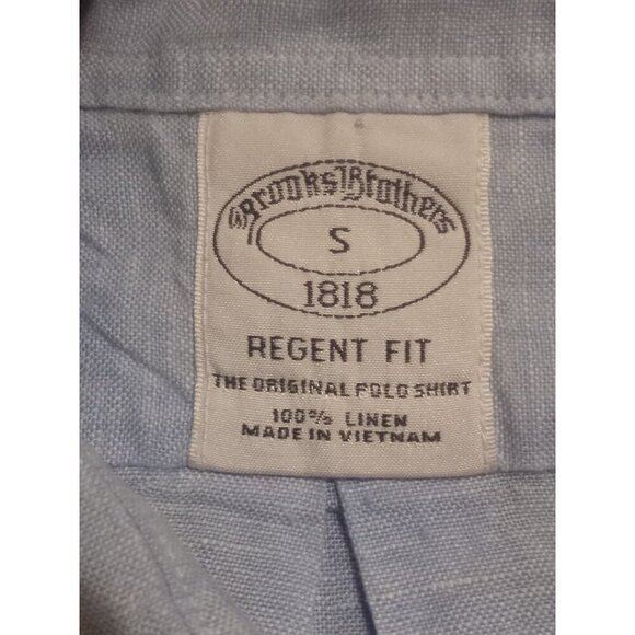 Brooks Brothers Regent Fit Short Sleeve Linen Blue Small S Original Polo Shirt - Picture 8 of 12